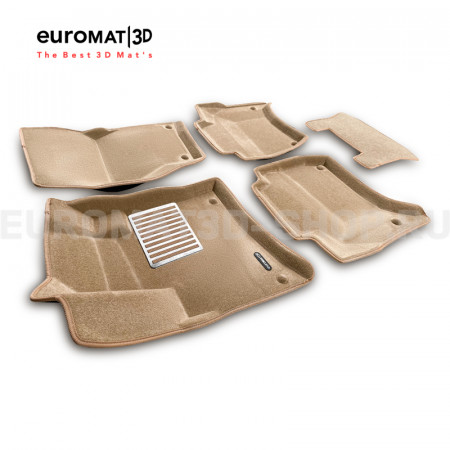 Текстильные 3D коврики Euromat3D Lux в салон для Volkswagen Touareg (2010-2017) № EM3D-004101T Бежевые