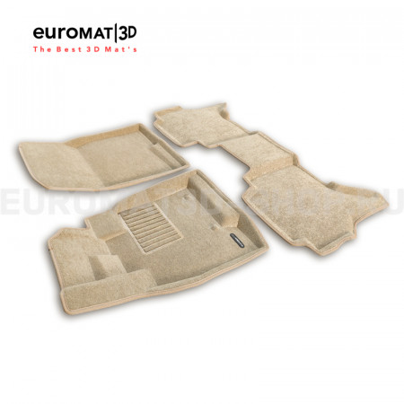 Текстильные 3D коврики Euromat3D Business в салон для Mitsubishi Pajero IV (2006-2020) № EMC3D-003610T Бежевые