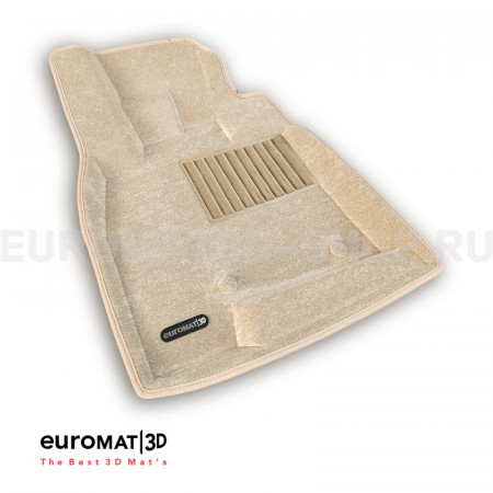 Текстильные 3D коврики Euromat3D Business в салон для Mitsubishi Pajero IV (2006-2020) № EMC3D-003610T Бежевые