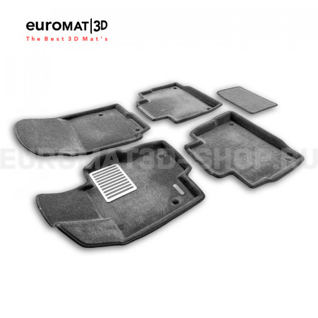 Текстильные 3D коврики Euromat3D Lux в салон для Mercedes GLE-Class (W167) (2019-) № EM3D-003509G Серые